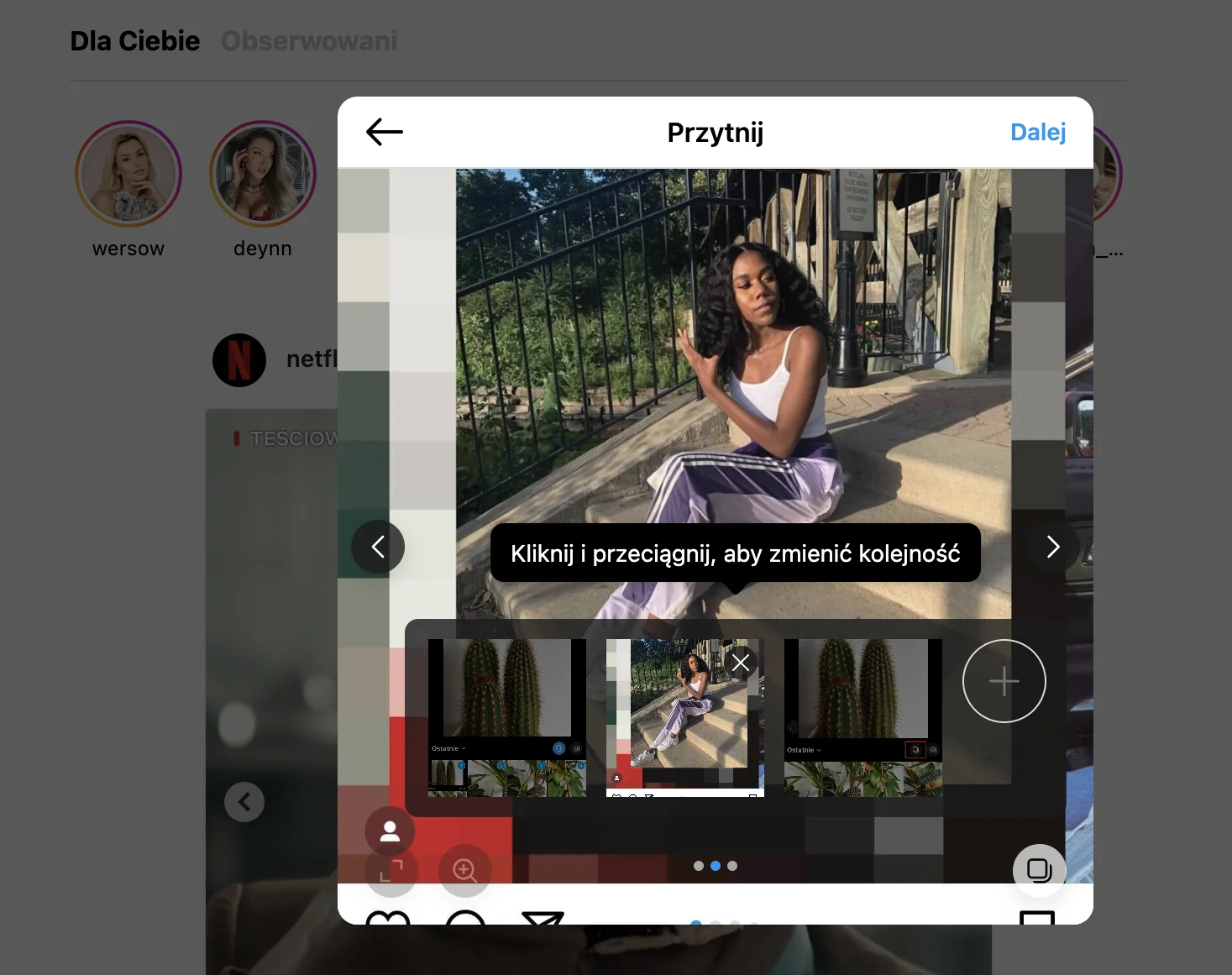 jak dodać wiele zdjeć z poście Instagram przeglądarka