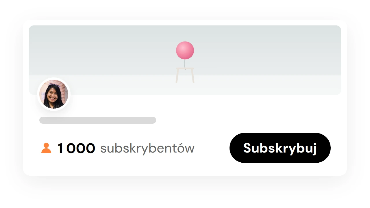 Wizytówka kanału YouTube z licznikiem 1 000 subskrybentów i przyciskiem Subskrybuj