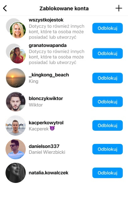 Zablokowane konta na Instagramie