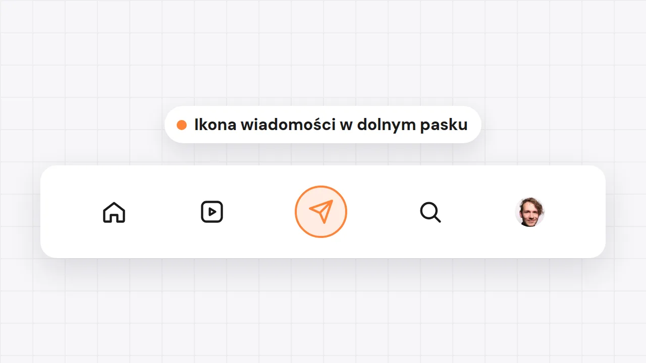 Dolny pasek Instagrama z wyróżnioną ikoną wiadomości w kształcie samolotu