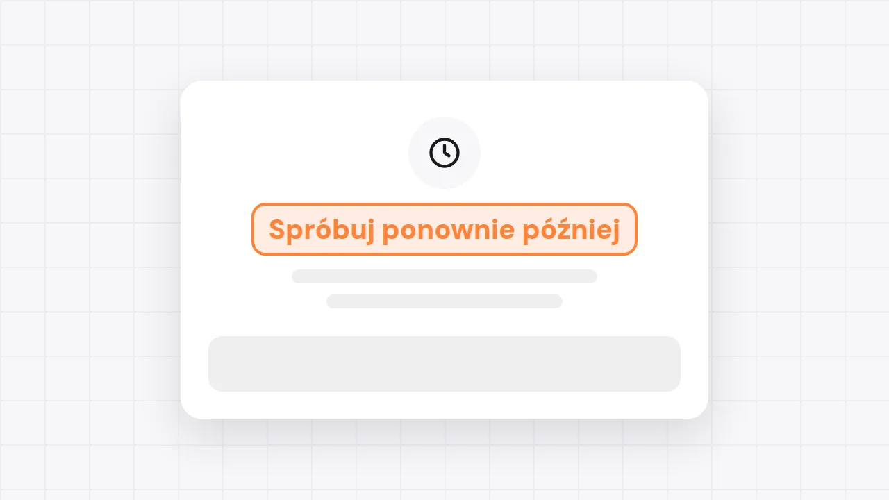 Ilustracja blokady działań na Instagramie: okno z komunikatem Spróbuj ponownie później