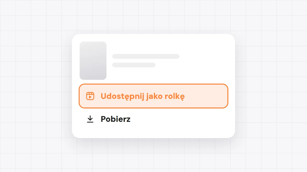 Nagranie po transmisji z zaznaczonym przyciskiem Udostępnij jako rolkę i przyciskiem Pobierz