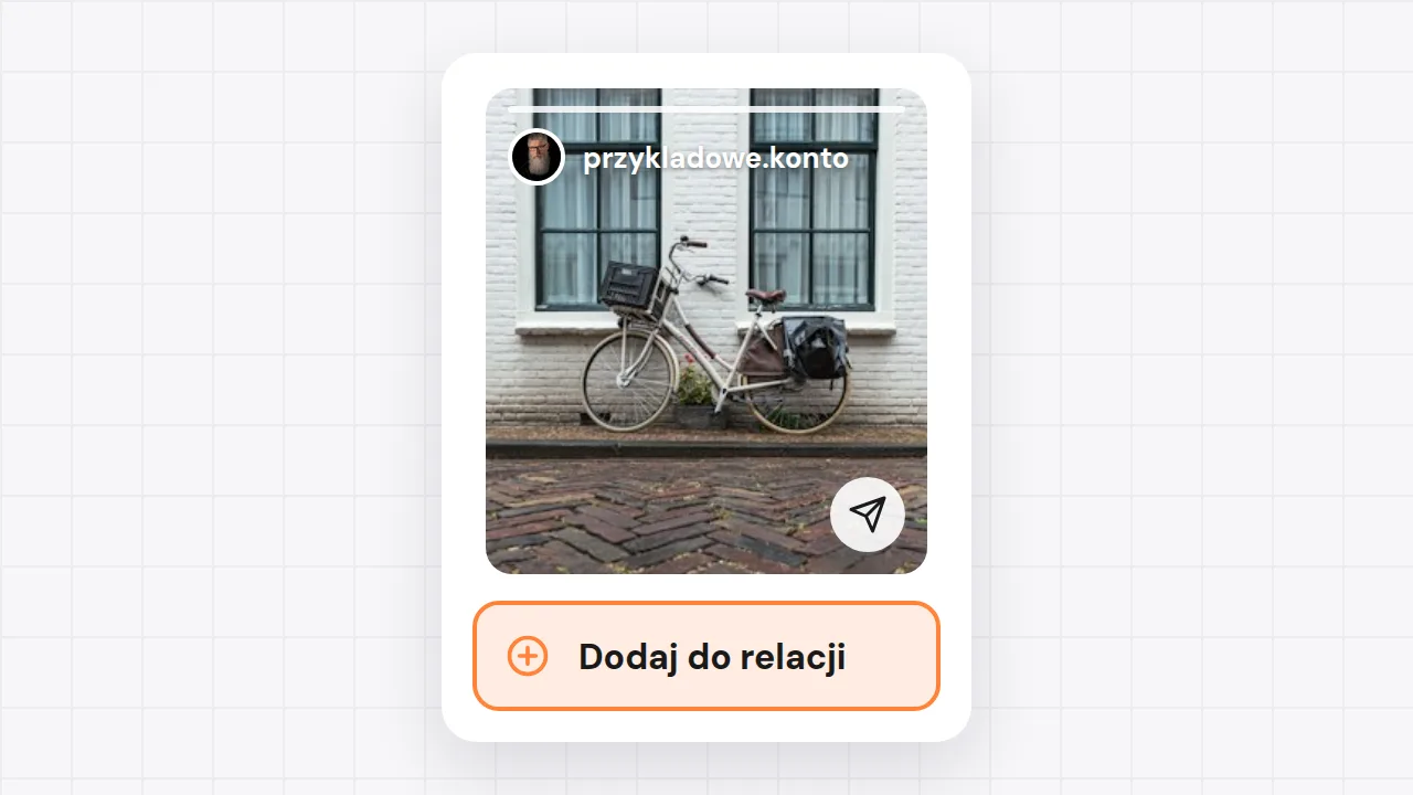 Relacja na Instagramie z ikoną samolotu i opcją Dodaj do relacji